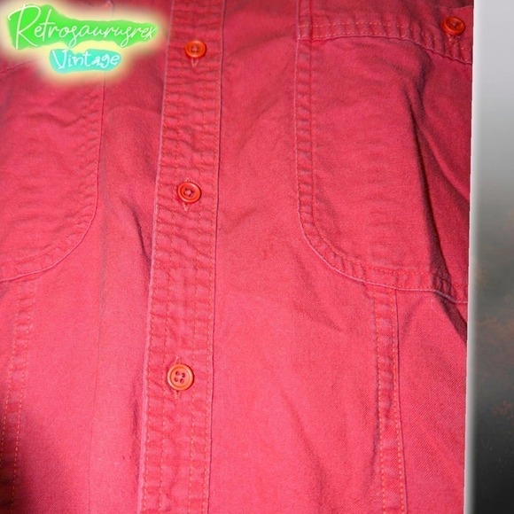 Vintage 1980’s Retro Red Stranger Things Style Oversized Button Up Shirt, Large - Picture 4 of 5